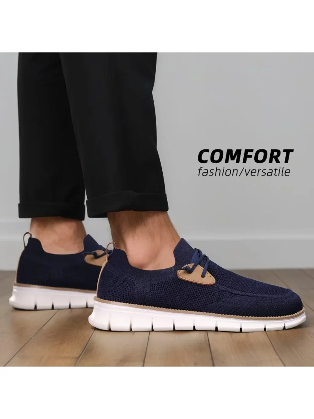 Men's Dark Blue Loafers Slip On Walking Dress Casual Business Oxfords Sneakers